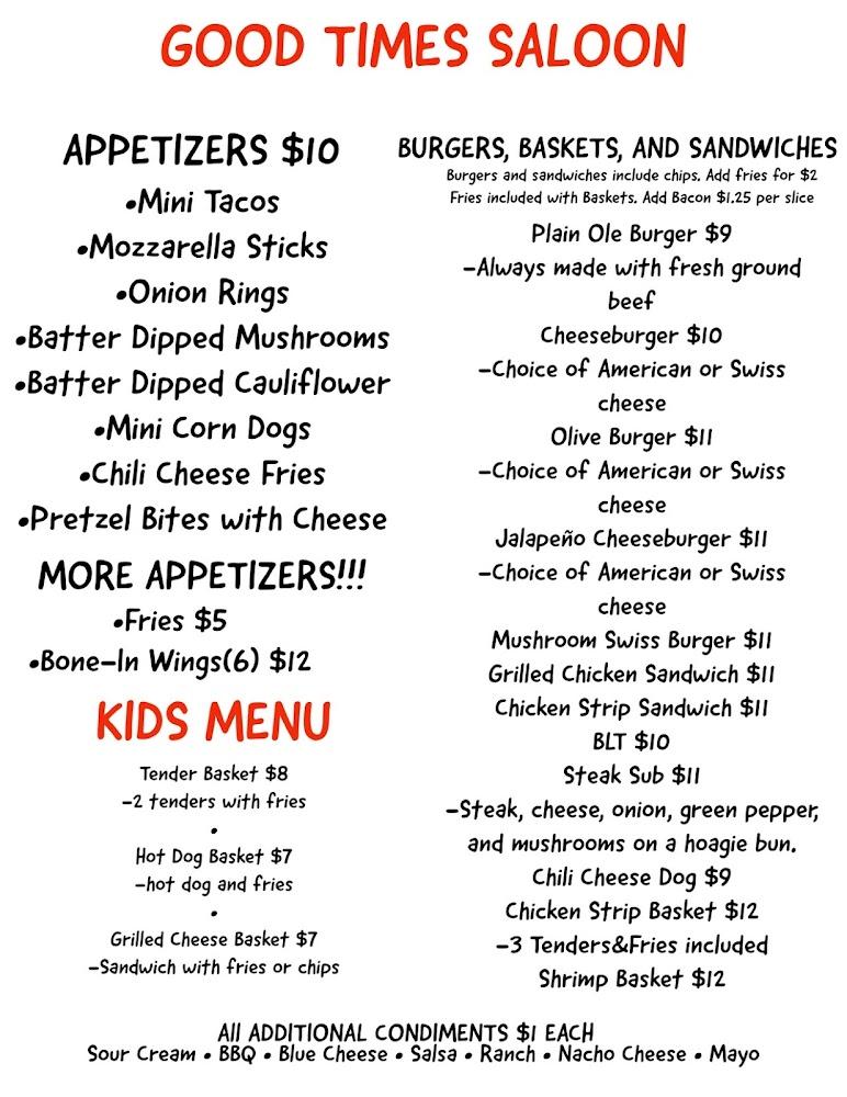 Good Times Saloon Menu image 4